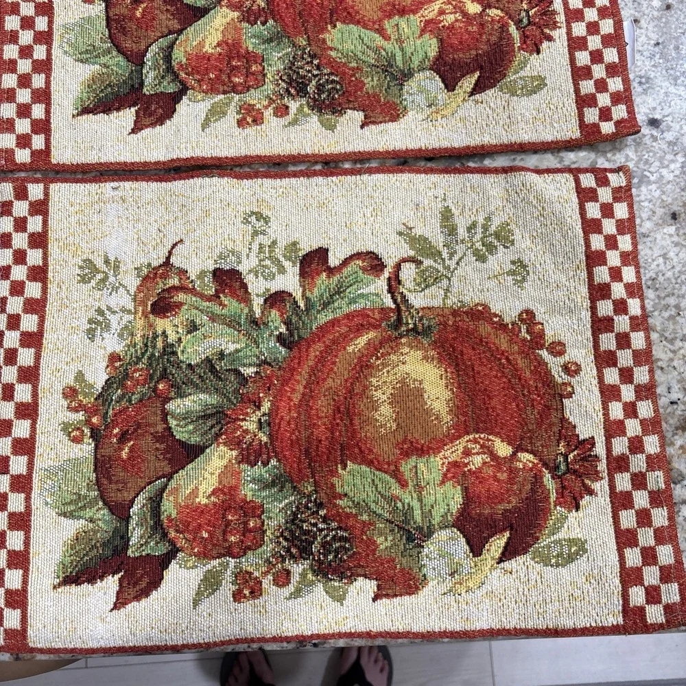 6 FABULOUS HOME TAPESTRY FALL PUMPKIN DESIGN PLACEMATS 18x12🍂